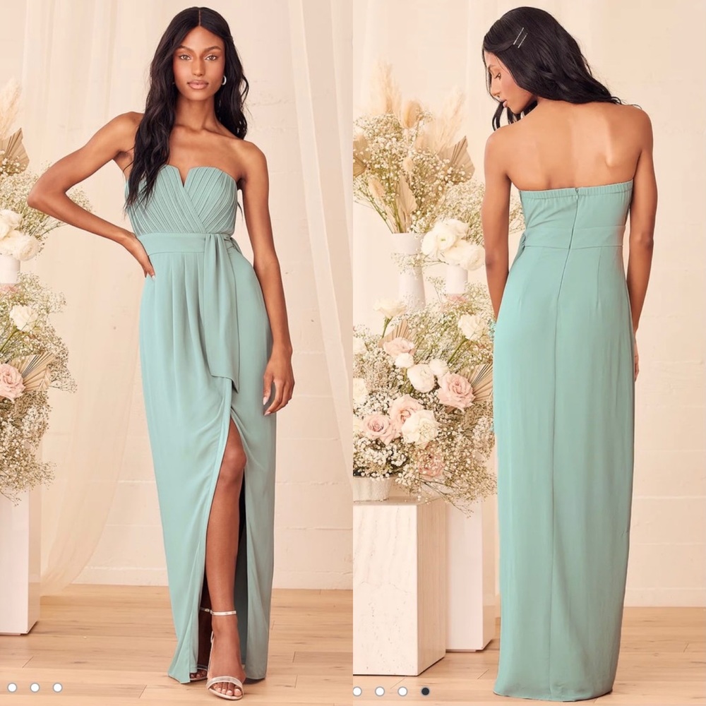 Sage pleated maxi dress